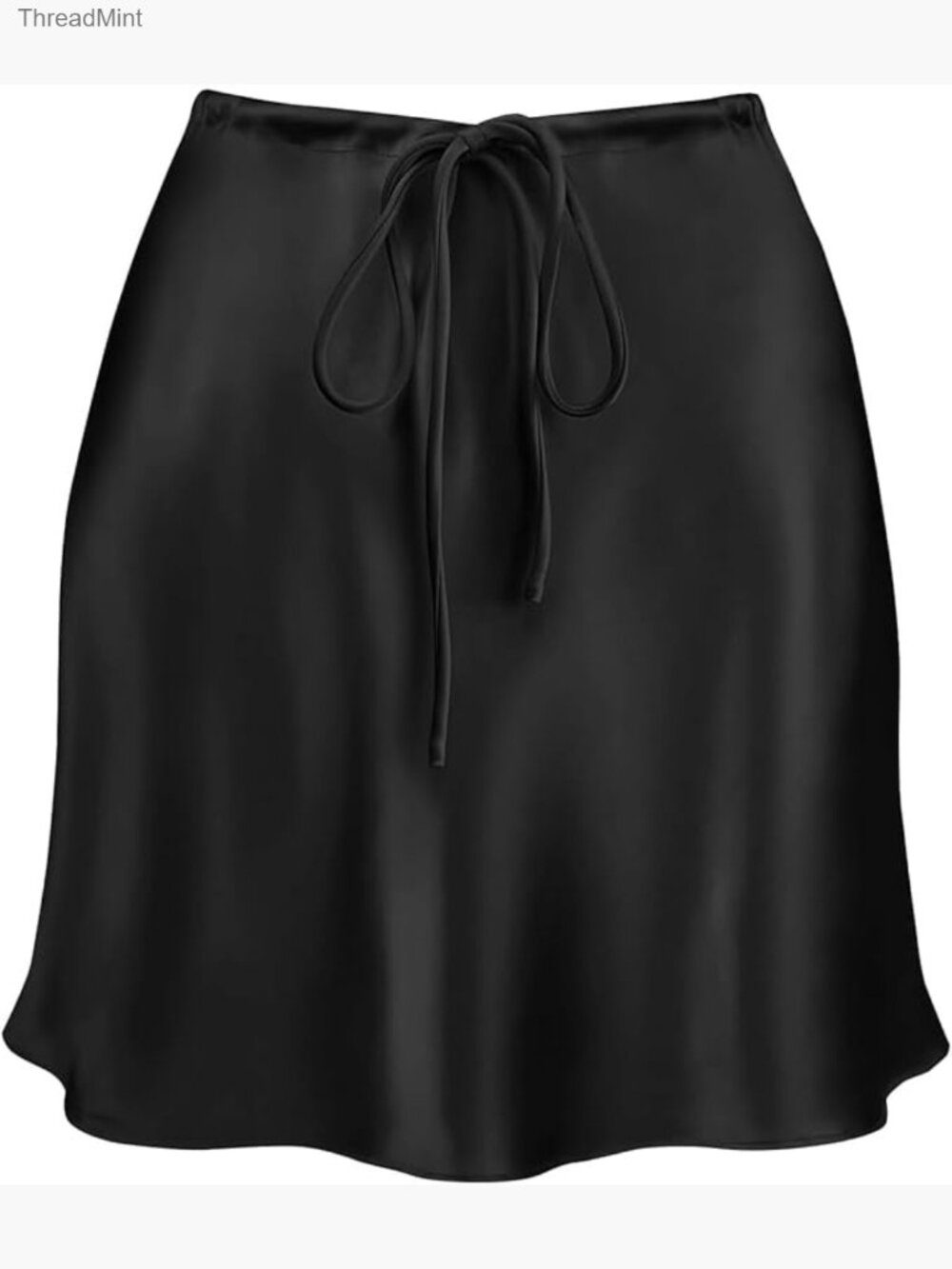 Satin Mini Skirt High Waisted A-Line Flared Drawstring Silk Short Skirt